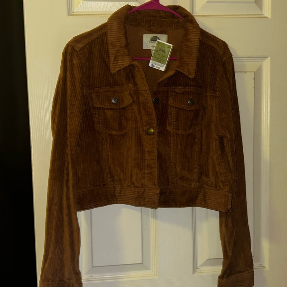 Brown Corduroy Cropped Jacket